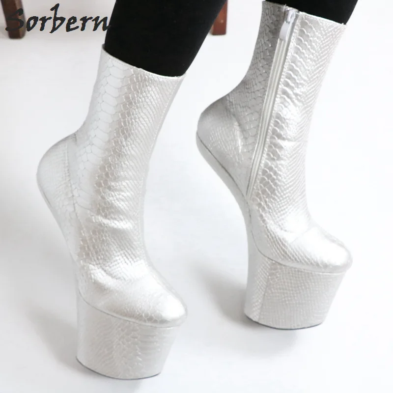 Sorbern Hoof Heels Ankle Boots For Womens Black Matte Unisex Night Club Boot Drag Queen Lady Gaga Shoes Multi Colors