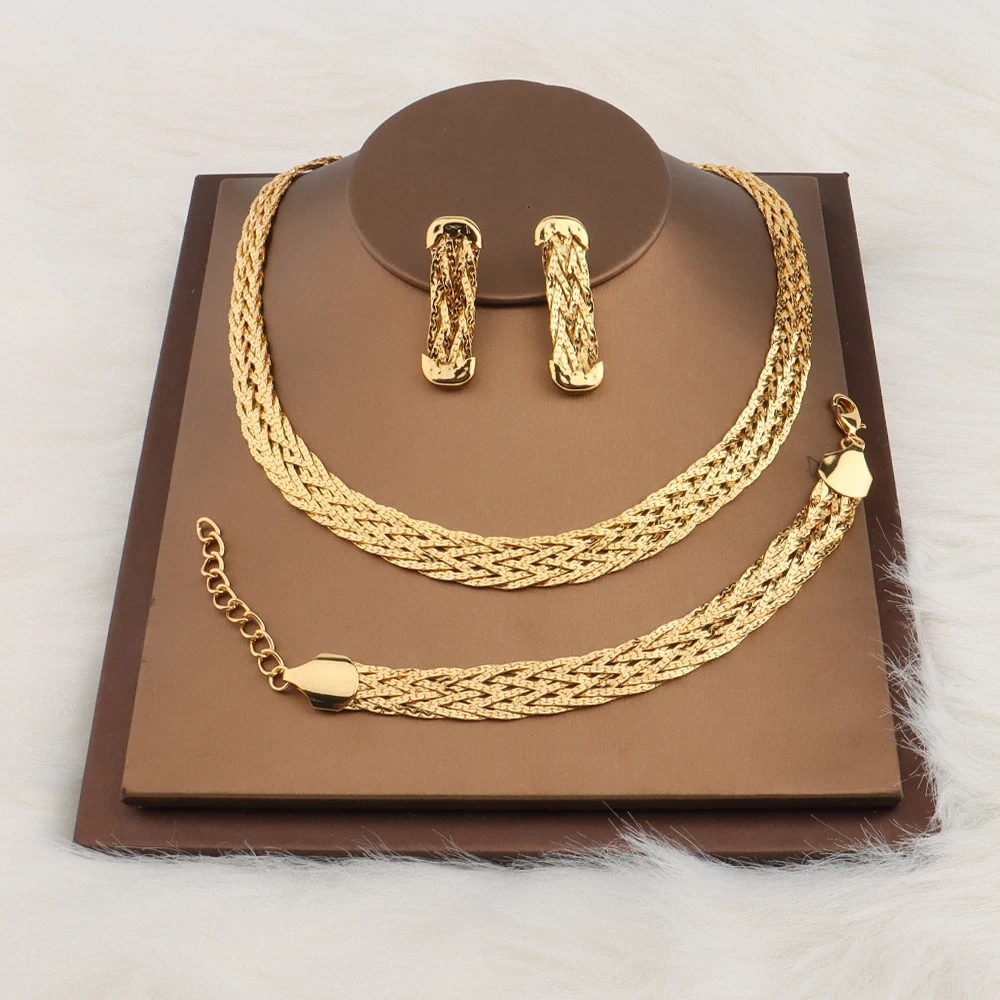 YM złocenie Hollow kolczyki naszyjnik zestaw moda kobiety dubaj afryka luksusowa biżuteria punkowa prezent na walentynki Choker naszyjnik
