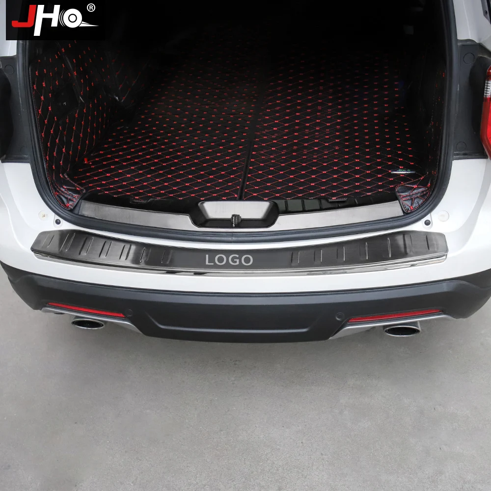 JHO Steel Built-in Rear Bumper Protector Cover Guard Sill Scuff Plate For Ford Explorer 2016-2019 2017 2018 Car Accessories