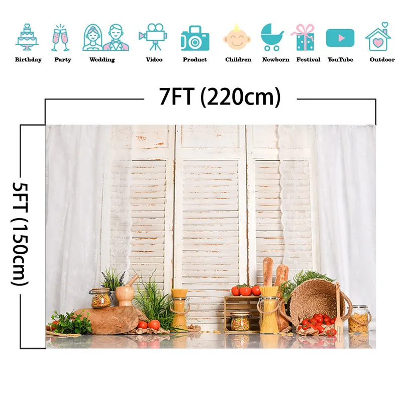 Newborn Kitchen Photography Background Wooden Door Backdrop Baby Shower Children Portrait Party Decorative Props Photo Studio