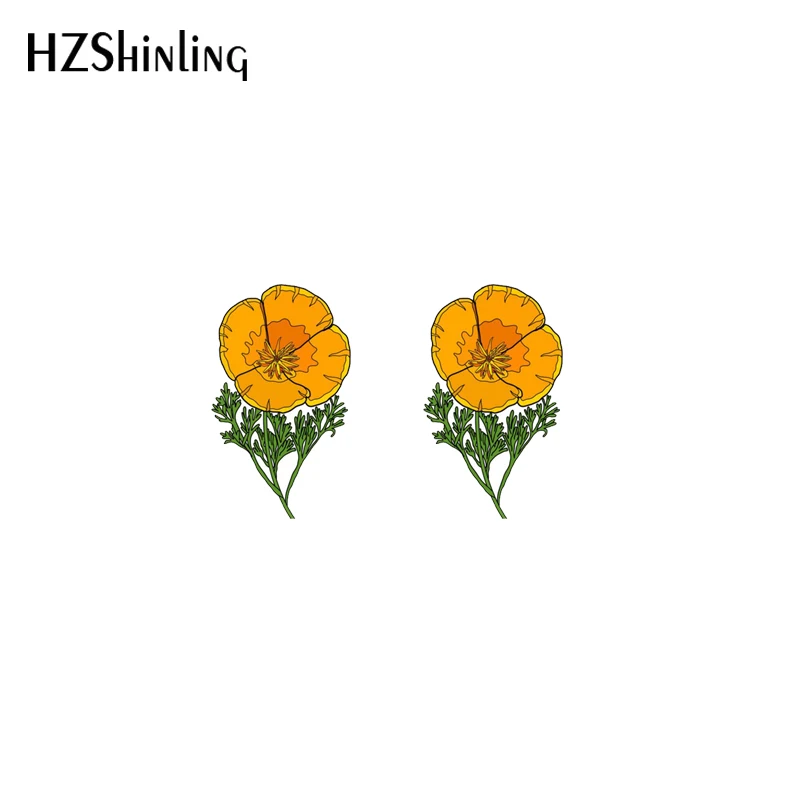 2021 New Poppies Stud Earring Flowers Art Acrylic Resin Earrings Epoxy Handmade Jewelry Gifts Girl