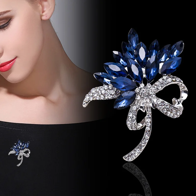 Flower Brooch pins Crystal Brooches For women Clothing Decoration Fashion Beautiful Jewelry Plant Flower Trendy Brooches