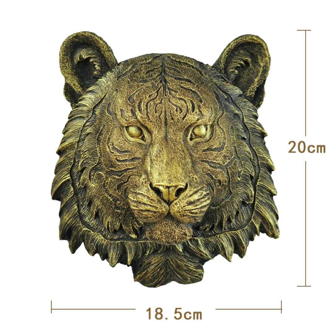New Resin Simulation Animal Figurines Wall Wolf Head Status Lion Figure Decor Bar Mural Sculptures Ornaments Home Accessories