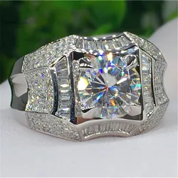 Luxury Solitaire Male 1ct Lab Diamond cz Ring 925 sterling silver Engagement Wedding band Rings for men Gemstones Party Bijou