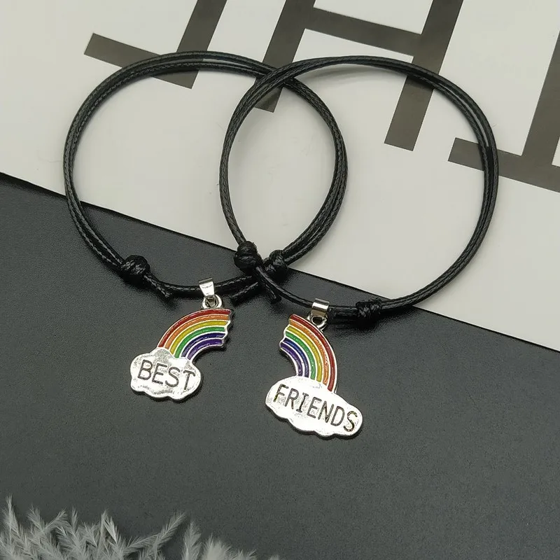 2 pcs/lots Rainbow Best Friend Bracelet Adjustable friendship Couple Bracelet gift Hand Bracelet Wholesale Dropshipping