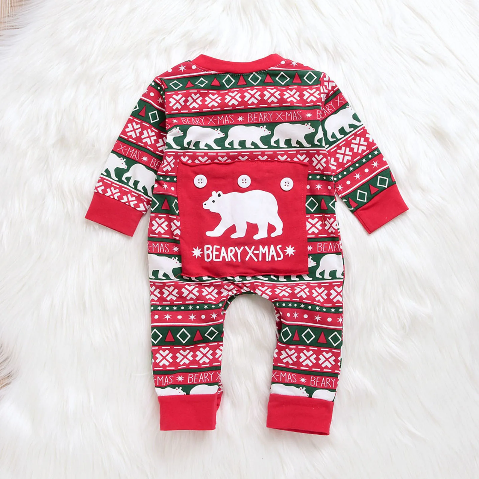 Baby Jumpsuit For Baby Girls Boys Christmas XMAS Pajamas Bear Romper Jumpsuit Outfits New Year Casual Clothes Christmas New