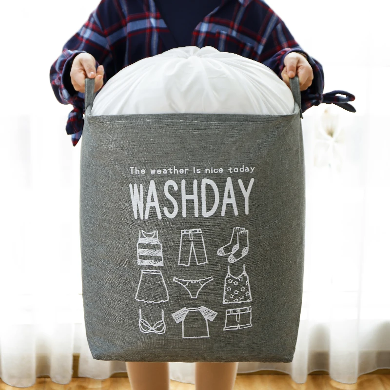 Super Large Laundry Basket 75L Folding Storage Laundry Hamper With Drawstring Cover Water-Proof Linen Toy Clothes Storage Basket