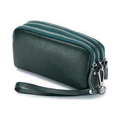 Fashion Long Wallet High Quality genuine leather Clutch Walllet Phone Pocket Casual Organizer Clutches Rfid Purse phone bag red