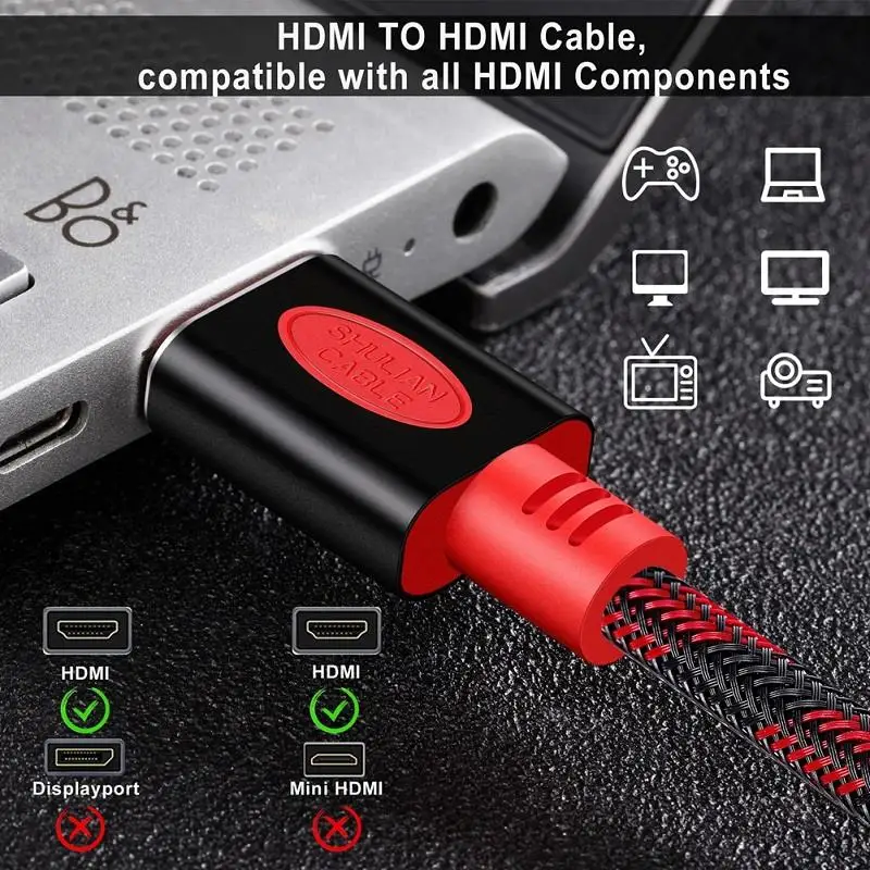 Shuliancable  HDMI Cable 2.0 4K/60Hz ARC 3D Splitte switcher for TV Laptop PS3/4 Computer xbox HDR Video Cables