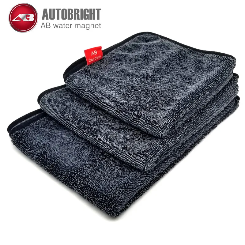 Autobright-マイクロファイバードライタオル,カーウォッシュツイストクロス,プレミアムブレード,大きな布,厚くて柔らかい,プロのカークリーニング,600gsm