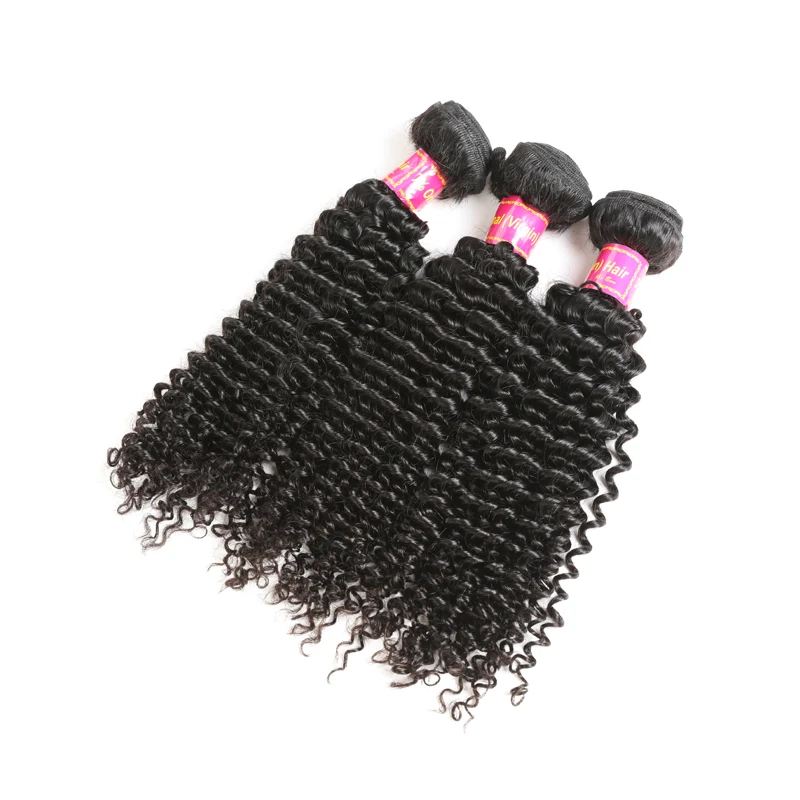 Ali Queen Hair Brazilian Kinky Curly Virgin Hair 3/4Pcs Human Hair Weave Bundles Natural Color 10-28inch 100% Human Hair