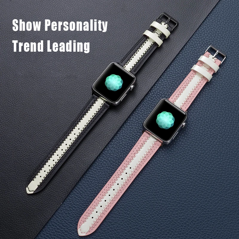 Luminous+Leather strap For Apple watch band 44mm 40mm 38mm 42mm 40 44 mm Unique Trend watchband bracelet iWatch serie 6 5 4 3 se