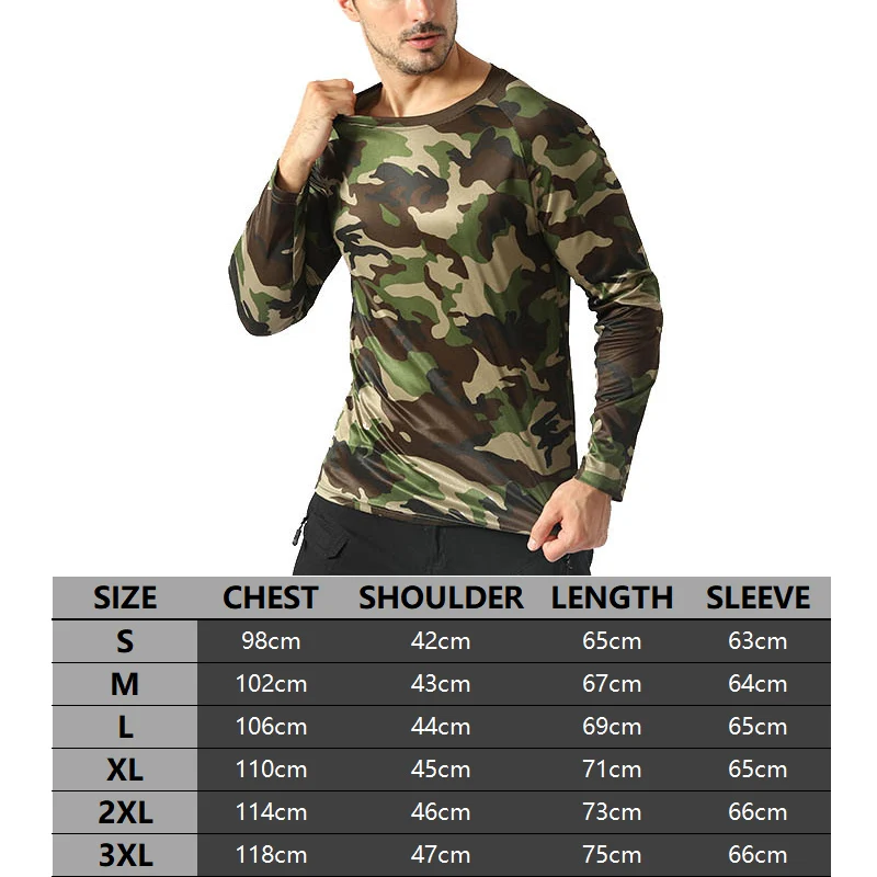Mege Tactical Camouflage T-shirt Men Long Sleeve Camisa masculina Quick Dry Outdoor Military Airsoft Paintball Training Clothing