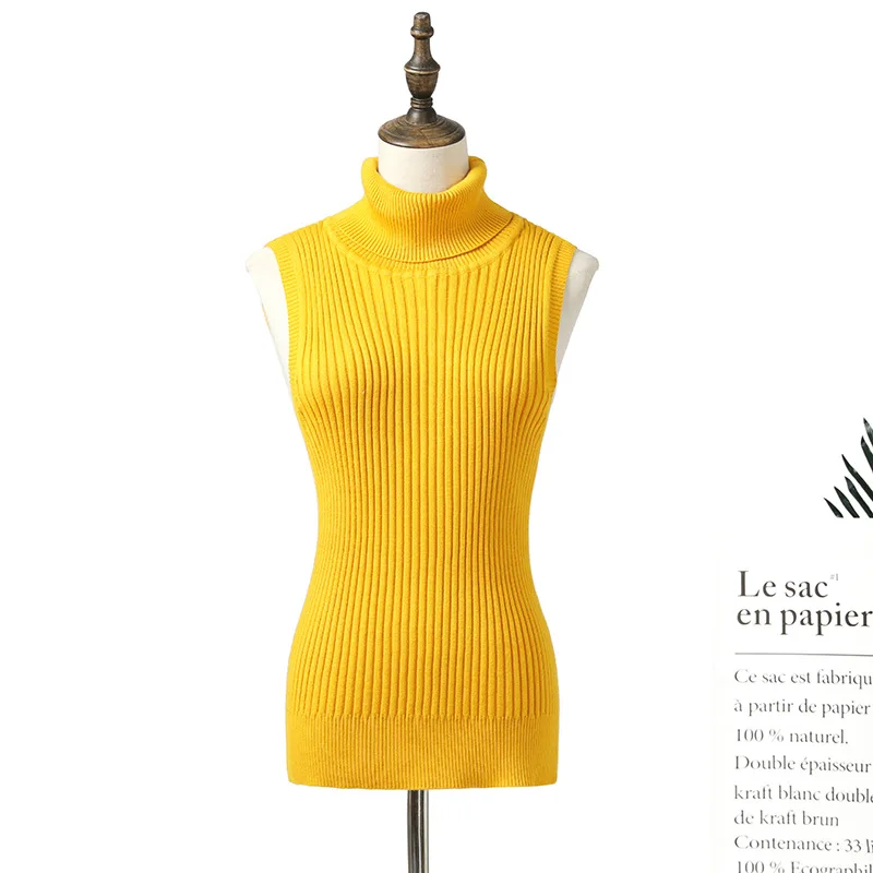 New Sexy Sleeveless Sweater Female Tank Turtleneck Sweater Women Slim Knitting Sweater Women Winter Pullovers Women Jumper Tanks