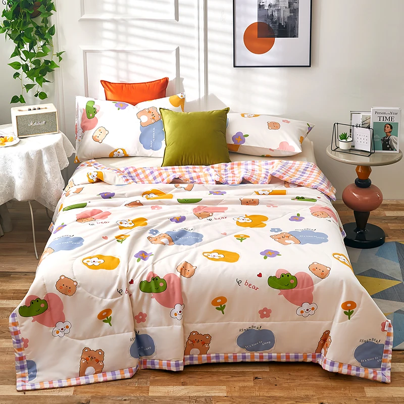 

1pc Printing Pure cotton Comfortable and soft Bedspread Summer Quilt Blanket Comforter Home Textiles