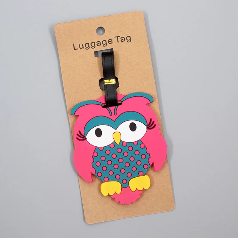 Travel Accessories Cute Owl Animals Luggage Tag Silica Gel Suitcase ID Addres Holder Baggage Boarding Tag Portable Label