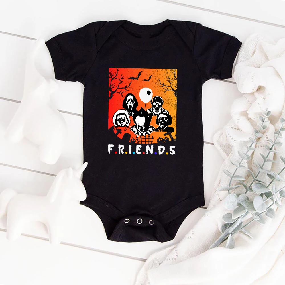 Halloween Baby Boy Clothes Onesies Fashion Harajuku Fall Comfy Newborn Bodysuit Short Sleeve Black Infant Outfits Trick or Treat