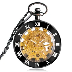 Antique Pocket Watch Open Face Case Unisex Handwinding Mechanical Watches Manually Skeleton Clock Pendant Chain Timepiece