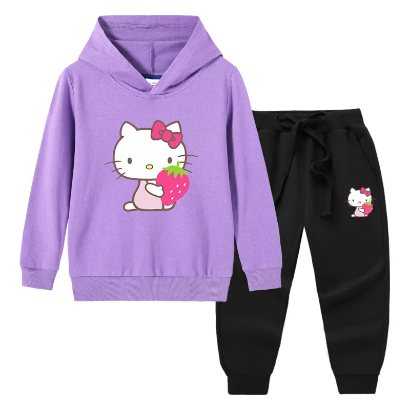 

Hello Kitty spring and autumn new children's clothing hoodie sweater trousers two-piece baby cotton long-sleeved children suit