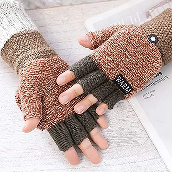 

Winter Gloves Warm Wool Fingerless Glove Women Knitted Flip Exposed Finger Thick Gloves Mittens Thickening Women Glove Wholesale