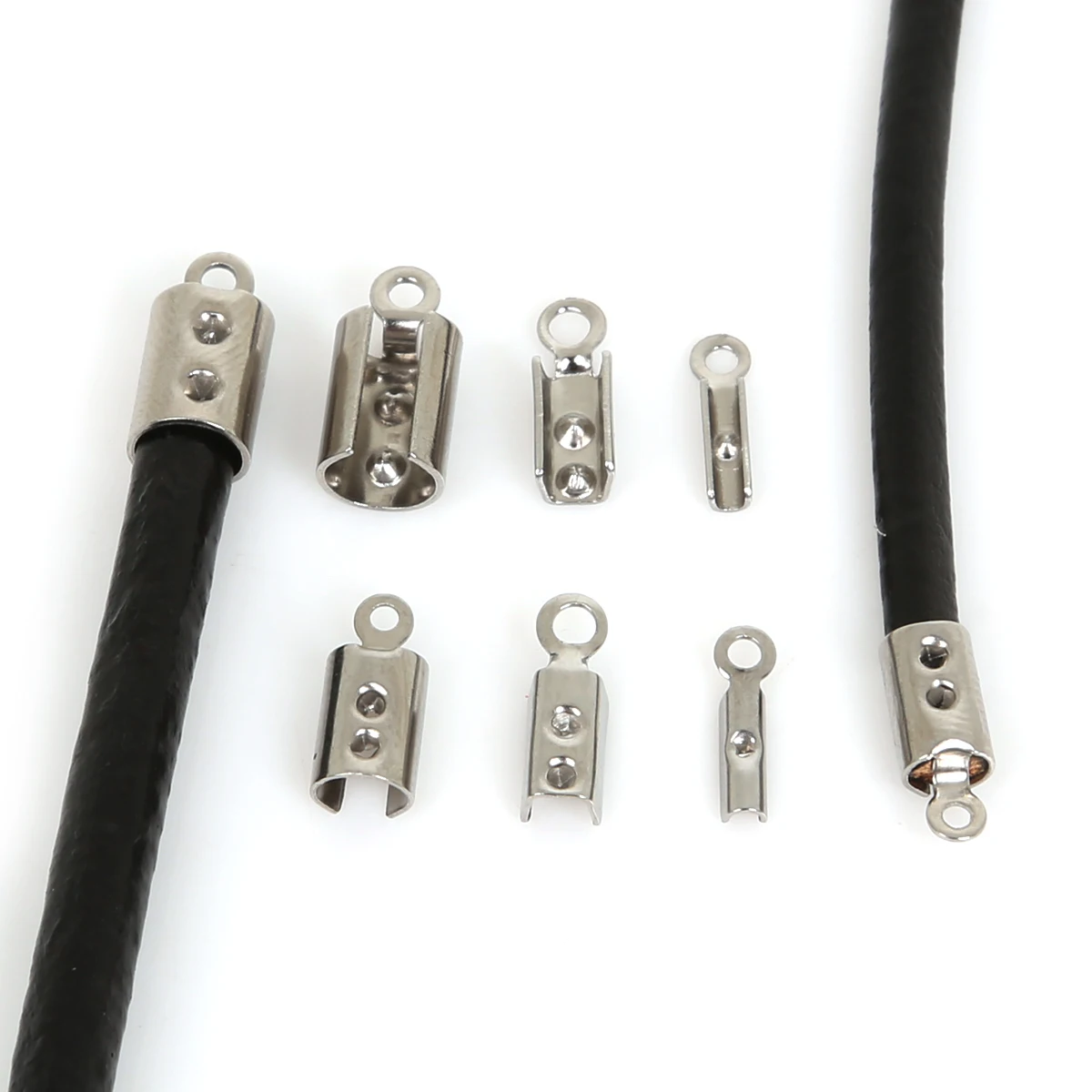30 sztuk lina ze stali nierdzewnej łańcuchy Crimp paciorek zaślepki garnitur dla 1/2/3/4mm tworzenia biżuterii DIY bransoletka naszyjnik złącze