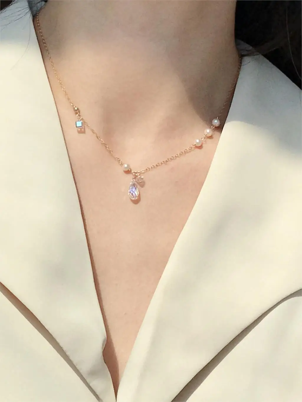 

Lii Ji Women Choker Necklace 14K Gold Filled No Fade Real Pearl Crystal Charm Necklace Freshwater Pearl Jewelry Gift 40-44cm