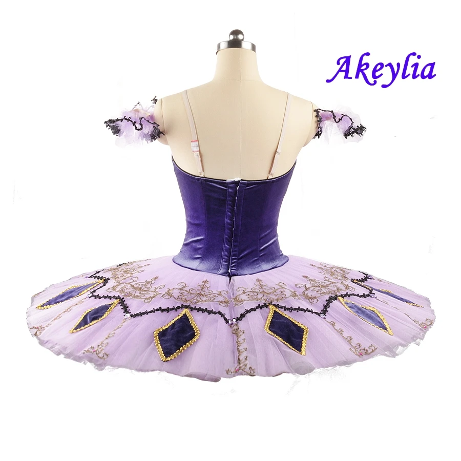 velvet Purple Ballet Tutu professional Stage Costumes dress for competition female Ballet Pancake Tutu royal Lilac Adult JN0174