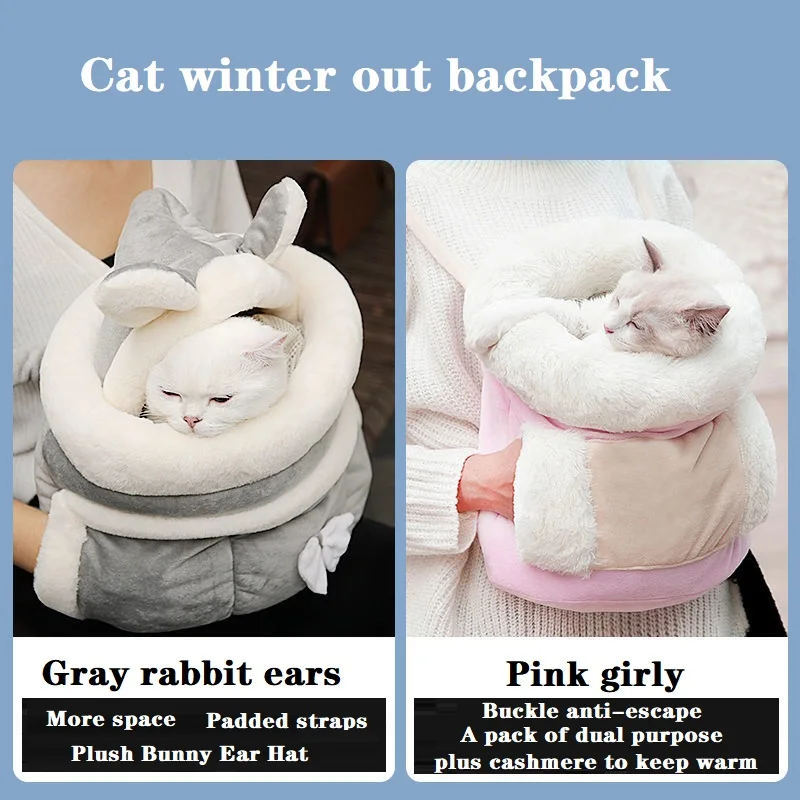 Backpacks for Pet cat carrier Soft Thick and Warm winter outdoors Handmade limited edition cat bag for transport