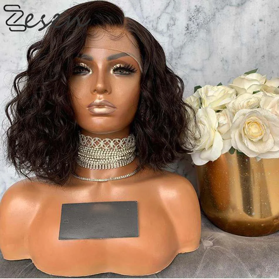 

Synthetic 180% Lace Front Wigs 13*4 Curly Black Short Bob Wig for Women Heat Fiber Hair Realistic Daily Wear Wig with Baby Hair