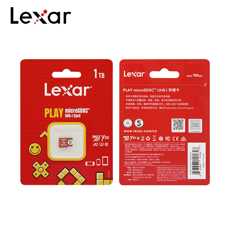 Карта памяти Lexar Play Micro SD, 1 ТБ, SDXC V30 A2 TF, 512 ГБ, 256 ГБ, 128 ГБ