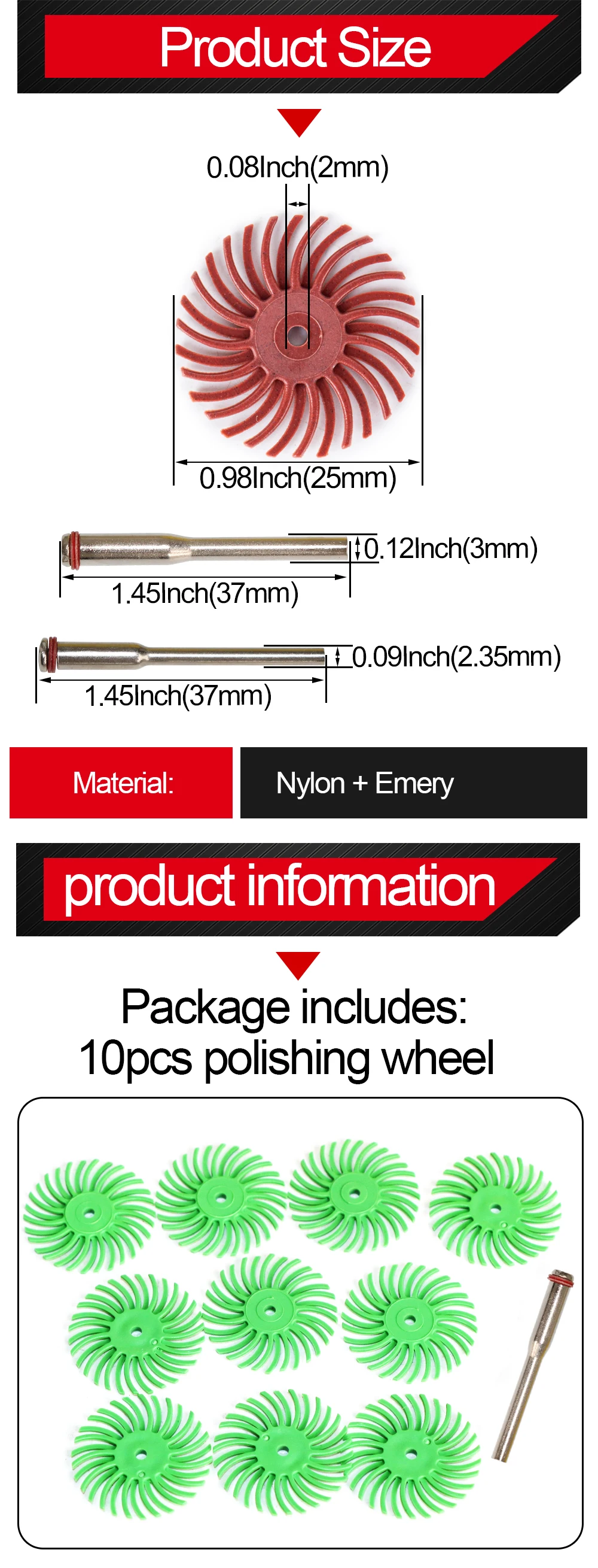 1 Zoll Radial Bristle Disc Kit Schleifbürste 1/8 Zoll 3 2,35 mm Schaft Detail Polierscheibe für Drehwerkzeugzubehör – Detail 3