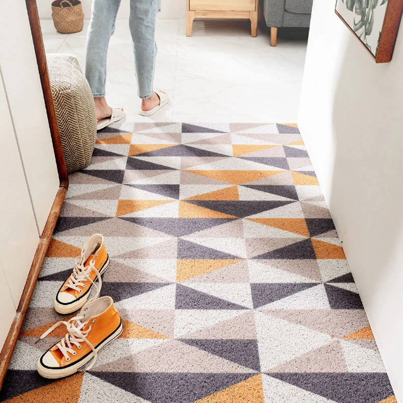 

Can Be Cut Home Door Mat Silk Loop Mats Carpet PVC Kitchen Mat Bath Mat Anti-Slip Custom Mats Carpet Indoor DIY Entrance Doormat