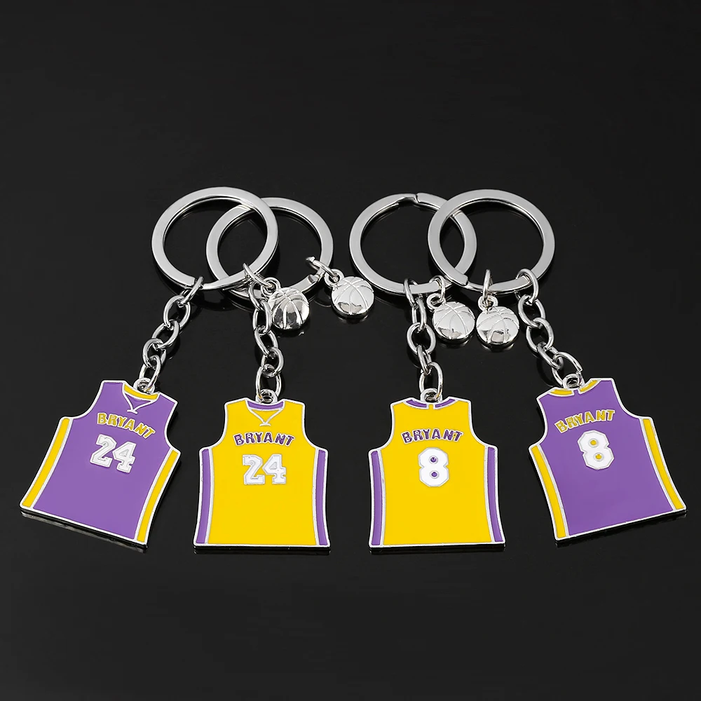 Basketball Bryant 8/24 Uniforms Pendant Keychain Memorial Favorite Star Charm Keyrings Gifts For Fans