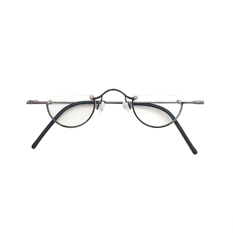 Retro small round metal half moon reading glasses vintage prescription of myopia optics is small eyeglasses 1.0 2.0 3.0 4.0