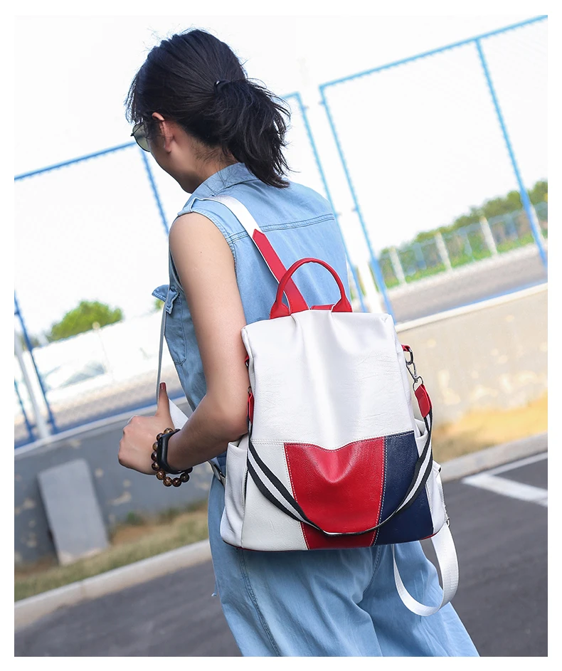 Multifunctional Backpack Women Leather Backpacks Female White School Bags For Teenage Girls Shoulder Bag Travel BackPack Mochila