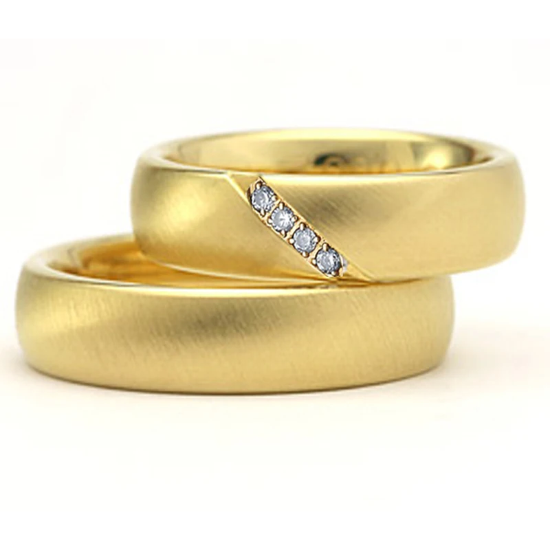 Love Alliance Gold Color Matte marriage wedding couple rings set for men and women proposal his and hers stainless steel jewelry