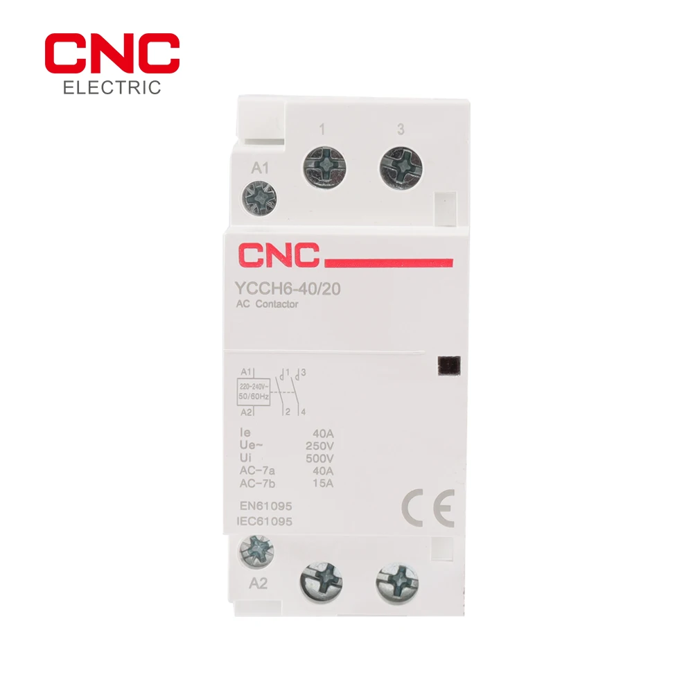 CNC YCCH6 2P Din rail Household ac contattore modulare 25A 40A 220V/230V 50/60HZ 2NO 2NC o 1NO 1NC