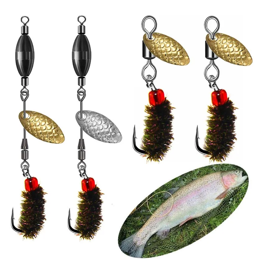 3Pcs Swivel Sequin Fly Flies Hook  Trout Fishing Flies Artificial Insect Fly Fishing Lure