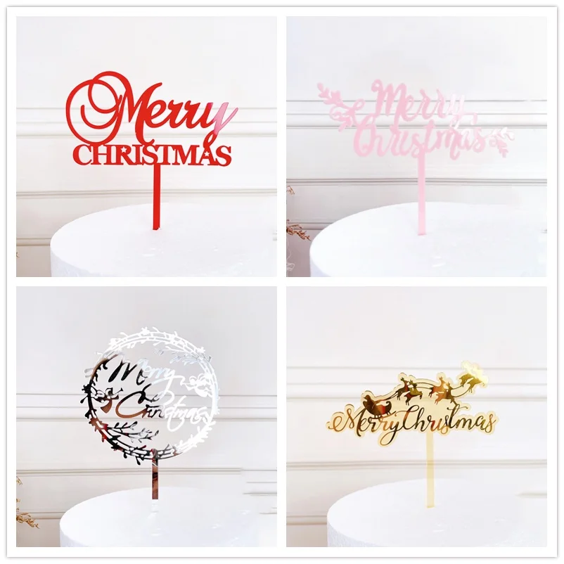 【Xmas】Acrylic Merry Christmas Cake Topper Xmas Fantasy Starry Sky Series Cake Decoration