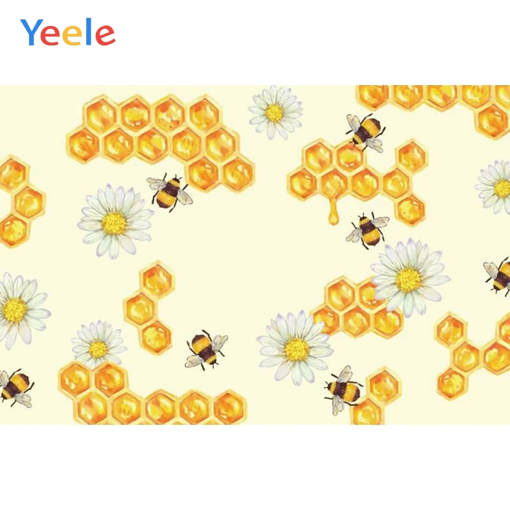 신생아 베이비 샤워 소녀 소년 생일 파티 배경 노란색 꿀 꿀벌 꽃 사진 배경 사진 스튜디오 Photophone