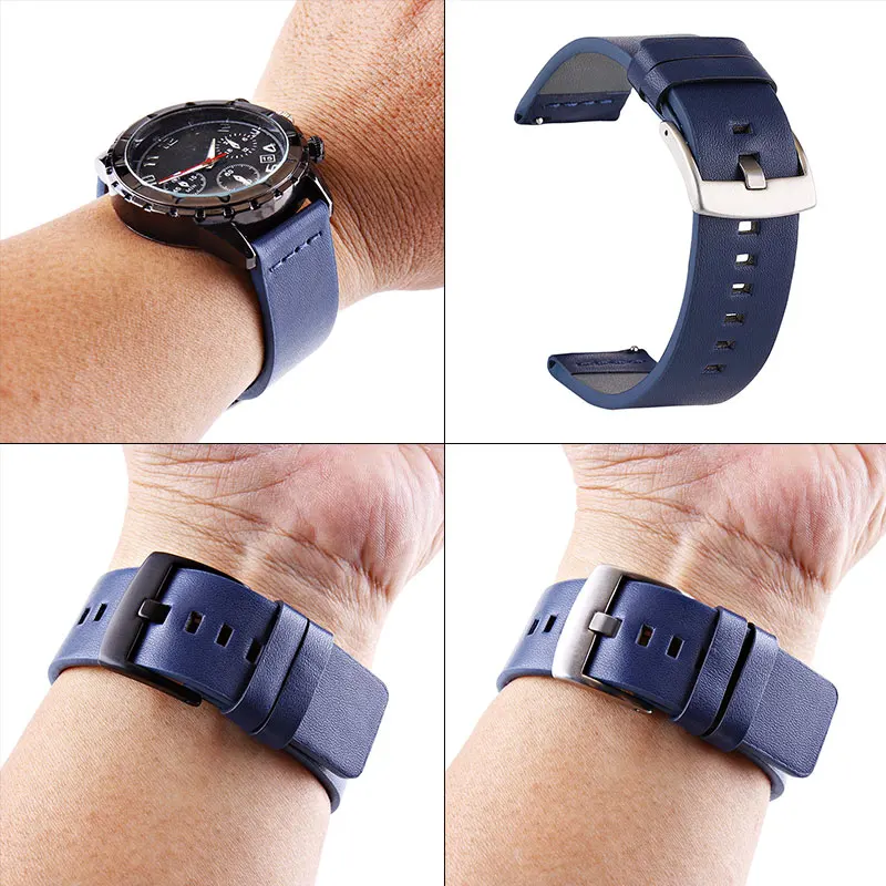 UTHAI correa de cuero para reloj Samsung Galaxy, correa de reloj deportiva Gear S3 de 42 y 46mm, liberación rápida de 18, 20, 22 y 24mm,Z26