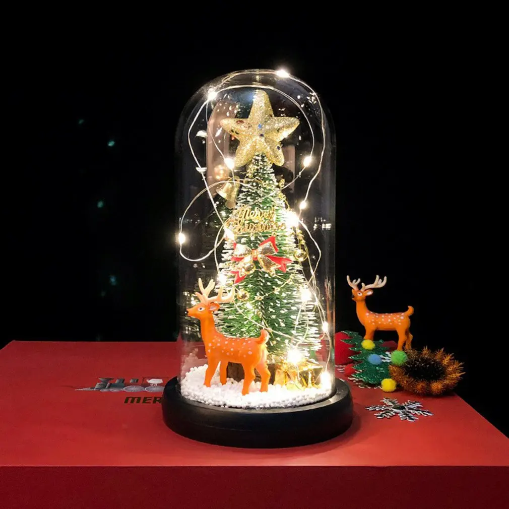 Albero di natale copertura in vetro LED luce sfera di cristallo regalo di natale copertura in vetro decorazioni natalizie per la casa
