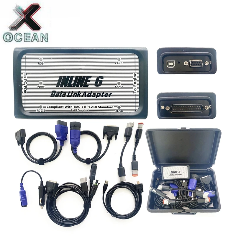 

INLINE 6 Data Link Adapter for V8.7 Truck Scanner Heavy Duty Diagnostic INLINE6 Data Link Adapter Diesel Truck Tool best quality