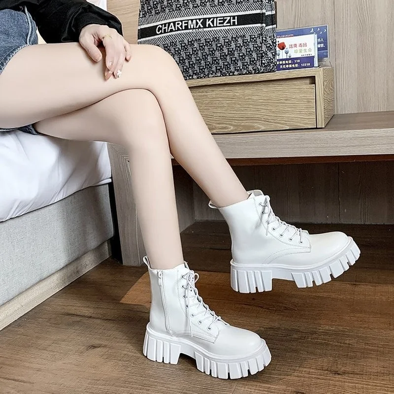 Platform Women Boots Shoes for  Boots Winter Platform Ankle Boots Sexy Punk Motorcycle Boots Shoes Woman Booties Fur Boots 2021