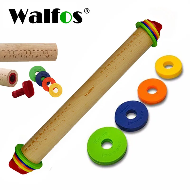 

WALFOS Food Grade Wood Rolling Pin Fondant Paste Cake Roller Bakeware Wooden Dough Roller Baking Pastry Tool Kitchen Accessories