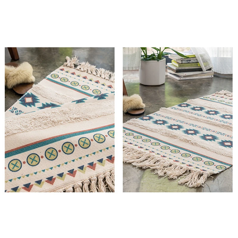 Cotton Rug Modern Nordic Geometric Area Carpet Home Tapetes Living Room Decoration Floor Mat Door Mats Rugs Hotel Decor 60x90cm