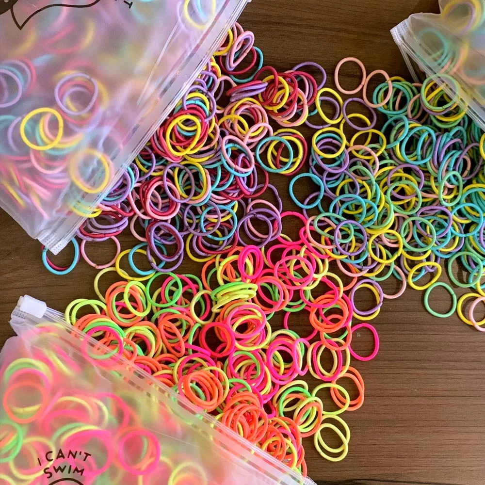 

200PCS Colorful Small 2CM Baby Girls Hair Bands Elastic Rubber Bands Kid Hair Ties Ponytail Holder Headbands Hair Accessories