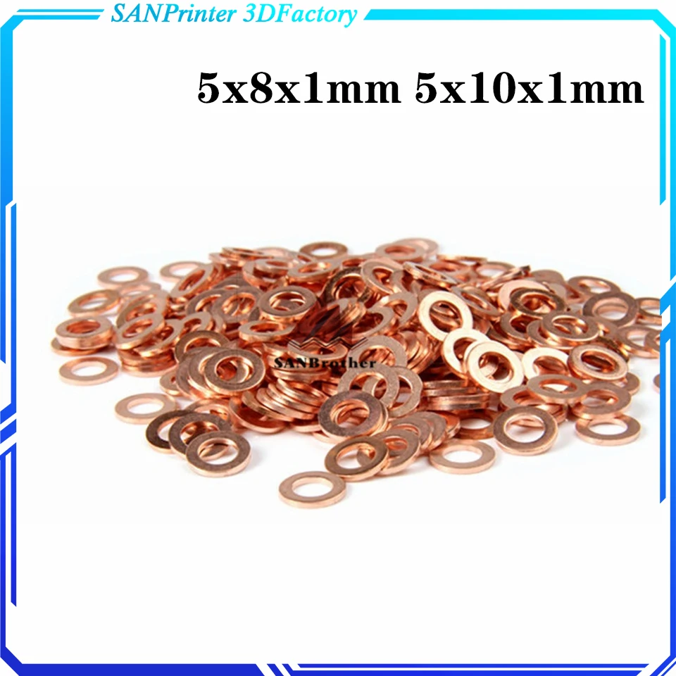 

10pcs Opensource Brass Flat Gasket Spacer 5x8x1mm 5x10x1mm 3D Printer Accessories Peilin Wheel