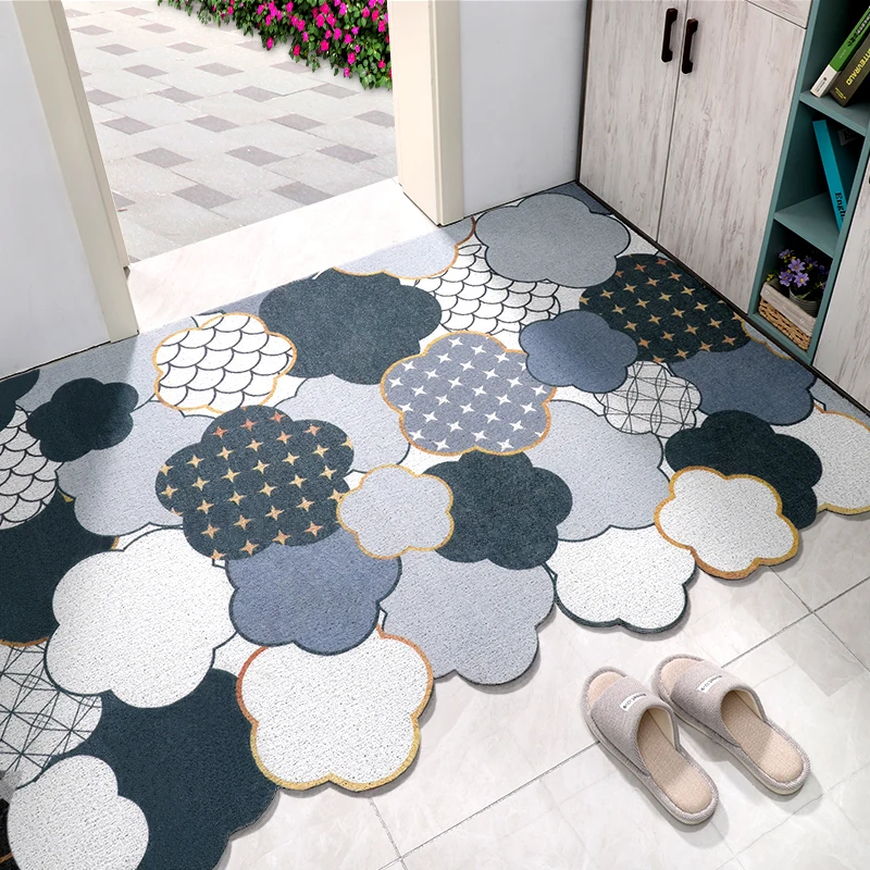 

Indoor Door Mat Rug Non Slip,Washable Entry Mat Outdoor Door Mat Waterproof, Stain Dirt Resistant Carpet Cloud Pattern Blue