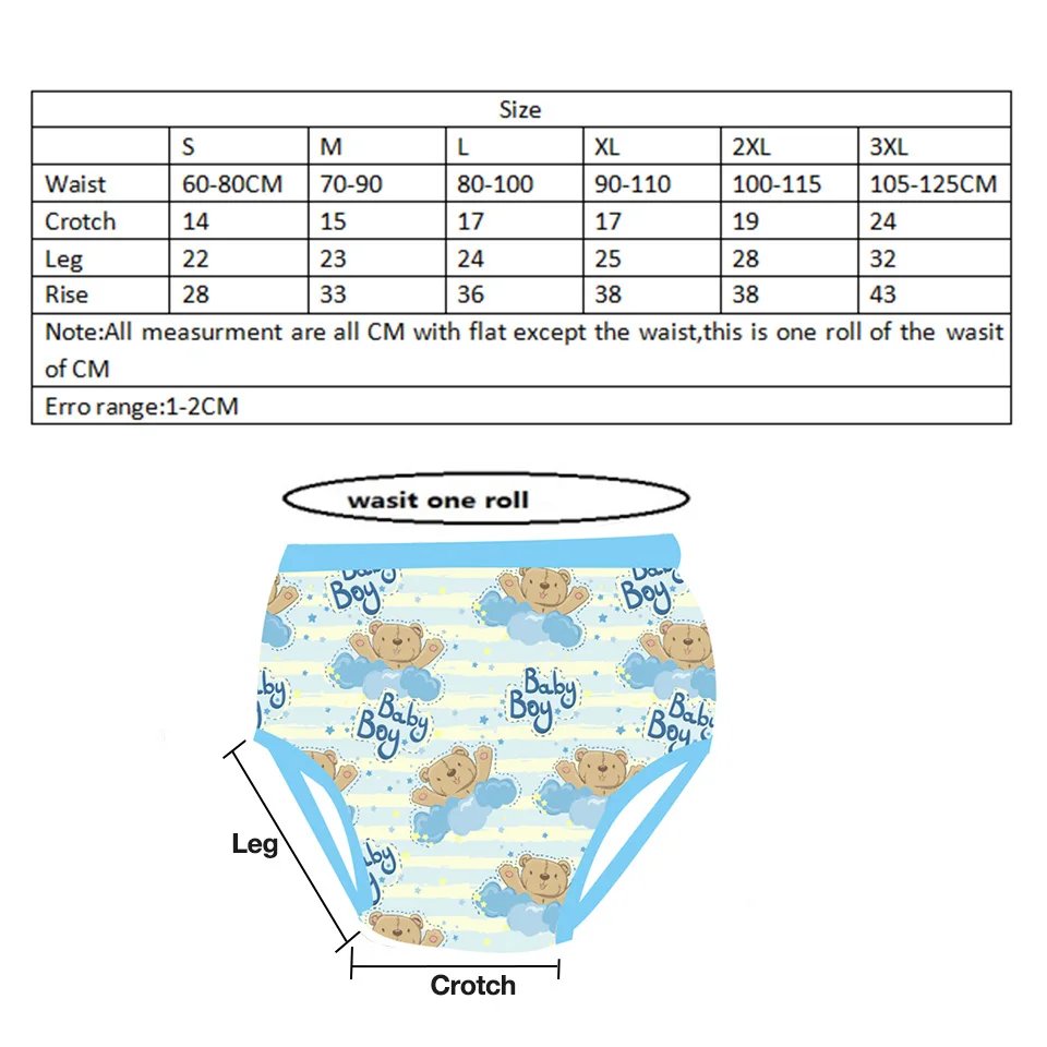 Culotte imperméable en coton imprimé dessin animé pour adulte, culotte d\'entraînement réutilisable pour nourrisson, sous-vêtement, couche-culotte